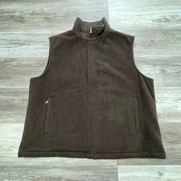 Vintage Brooks Brothers 346 Brown Mens L Full Zip Woven Wool Nylon Sweater Vest - Picture 1 of 9